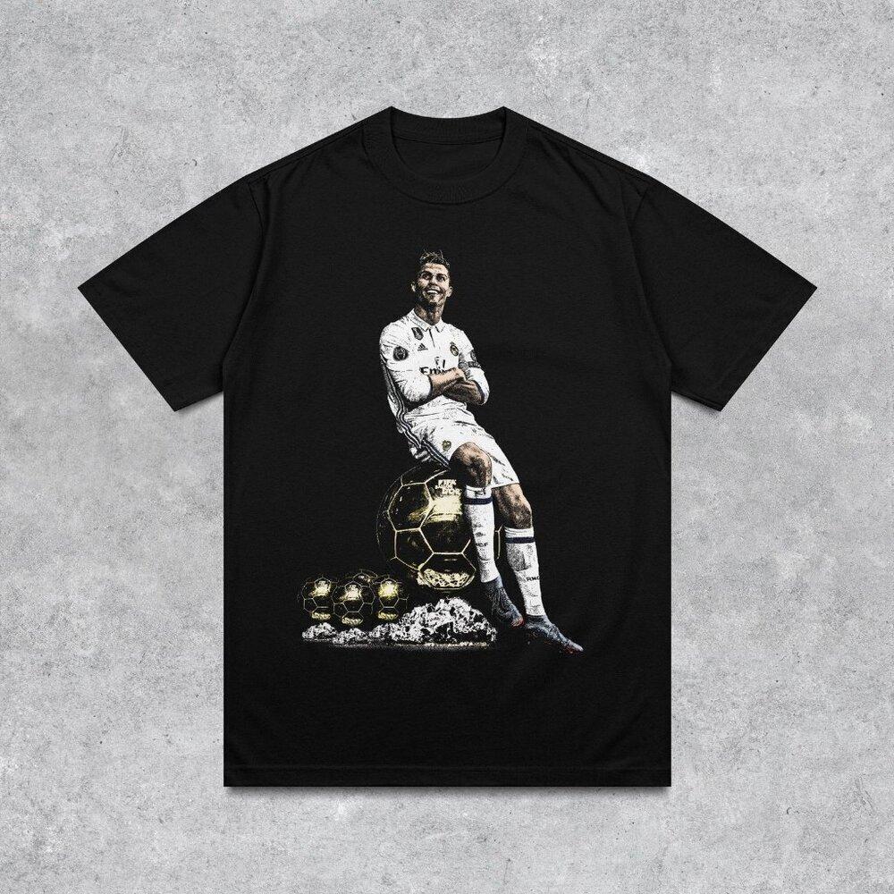 Cristiano Ronaldo Ballon Dor Iconic Retro Football Soccer Legend TShirt